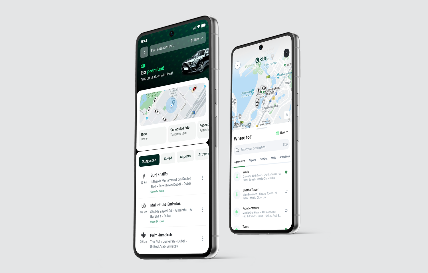 Careem Rides app screens